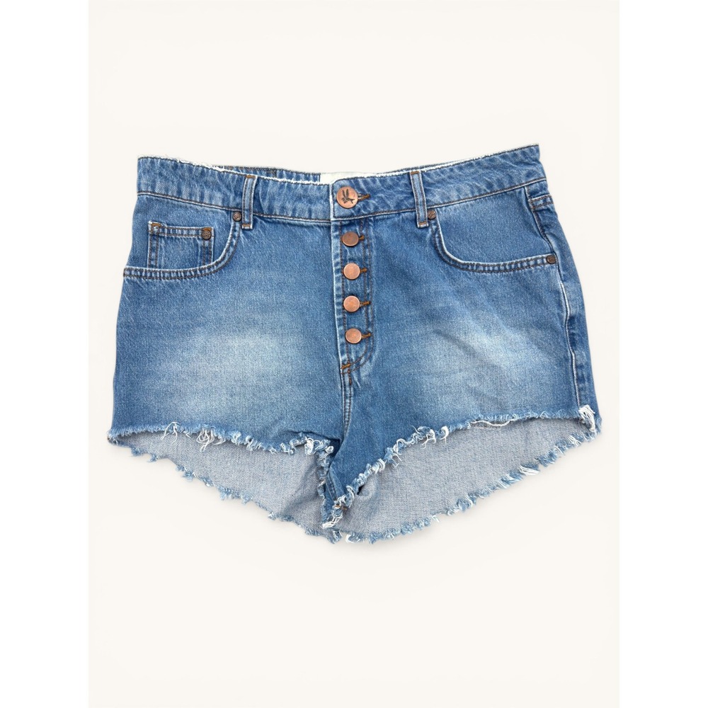 One Teaspoon Outlaws Denim Shorts‎ Button Fly Raw Hem Low Rise Festival 26 Boho